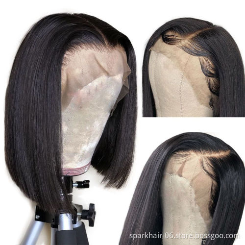 13x4 Cheap Short Bob Transparent Lace Human Hair Wig,T-Part 8-16inch Mink Brazilian Hair Wig,4x4Closure Bob Wigs For Black Women